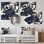 Décoration murale pivoines bleues et dorées Symphony III-965702336