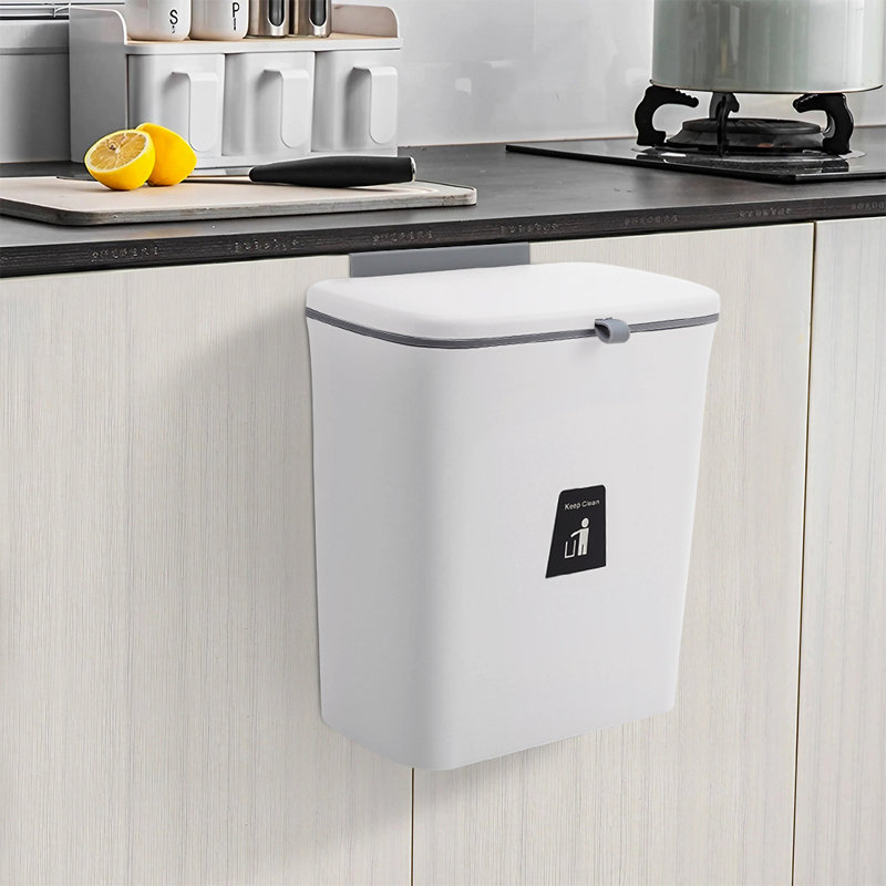 Arella Plastic Step On Kitchen Trash Can - 1.9L, Whtie