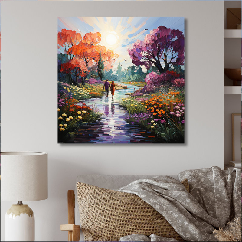 Romantic Couple In Landscape Enchanted Garden I - Romantic Landscape Canvas Art Print, Toile tendue