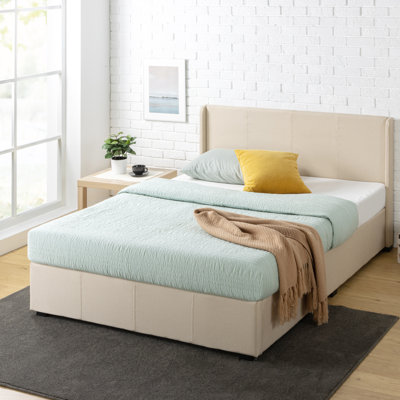 Estella Upholstered Bed Frame with Headboard, Ottoman Under-bed Storage