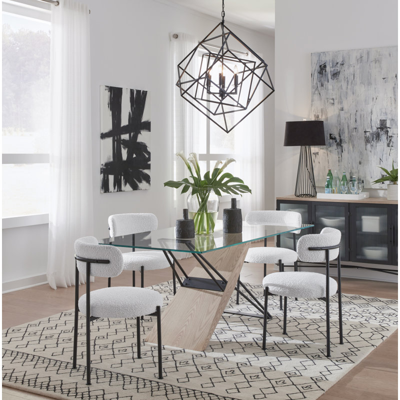 Glass Top Metal Base Dining Table