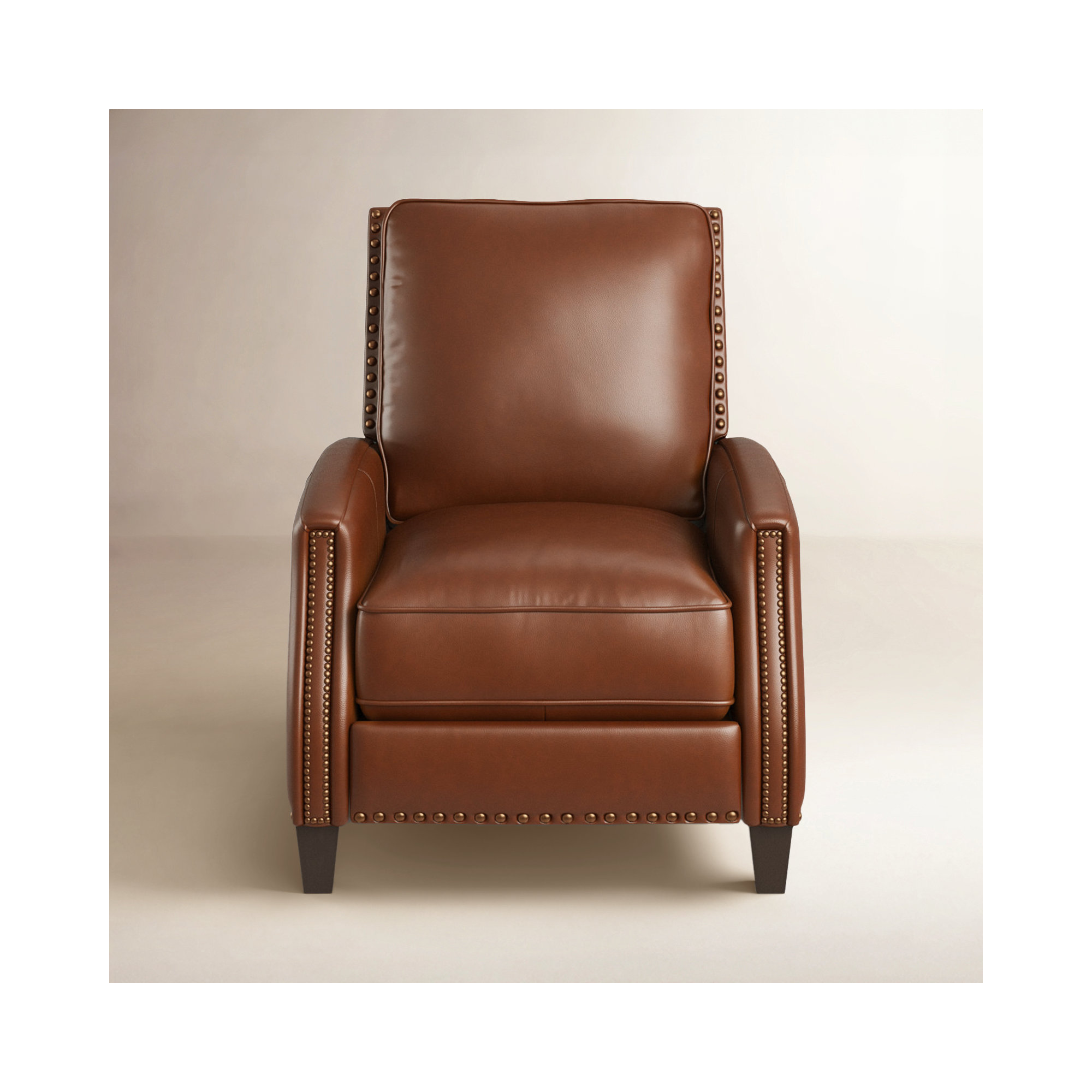 Llewellyn 31" Wide Leather Manual Standard Recliner, Brown Top Grain Leather