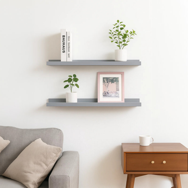 Ensemble de 2 tablettes murales Yuli, Brun chêne, 32 pouces