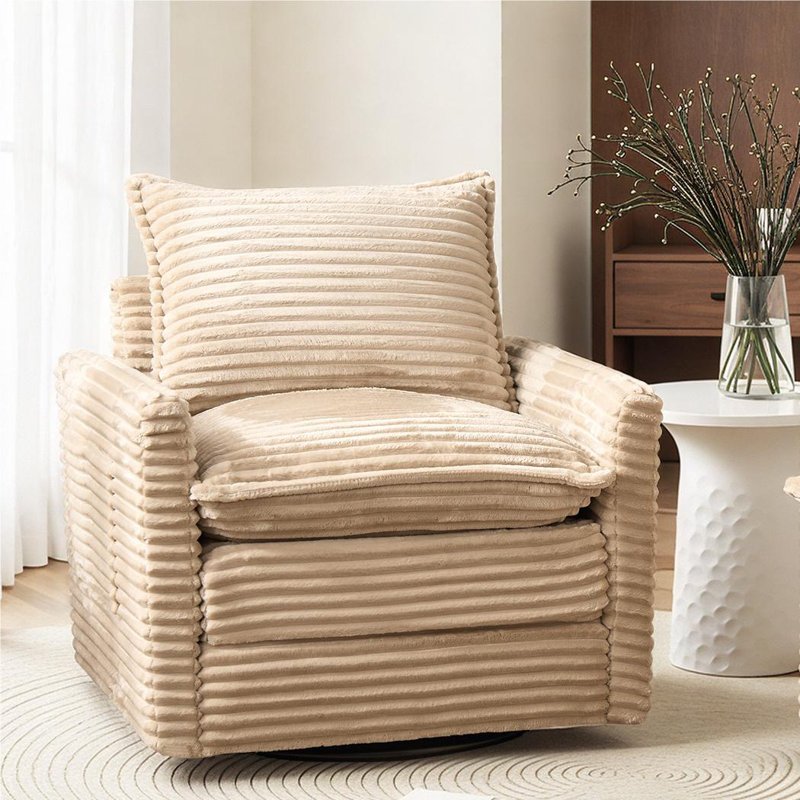 Oversized Swivel Accent Chair With Double-layer Cushions, Comfy Reading Chair For Living Room, Bedroom, Dorm Room, Office And Waiting Room