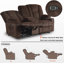 Causeuse inclinable électrique avec chaleur, console et massage, porte-gobelets, revêtement en tissu-862318962