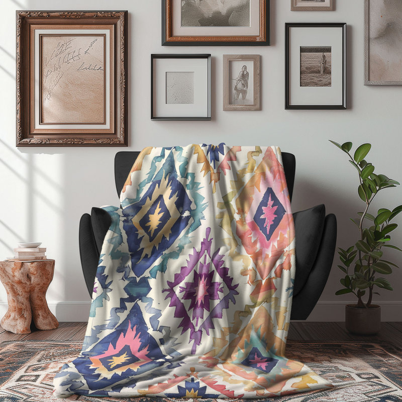 Native Geometrics - Couverture Sherpa de qualité supérieure 1 pièce, Grand lit