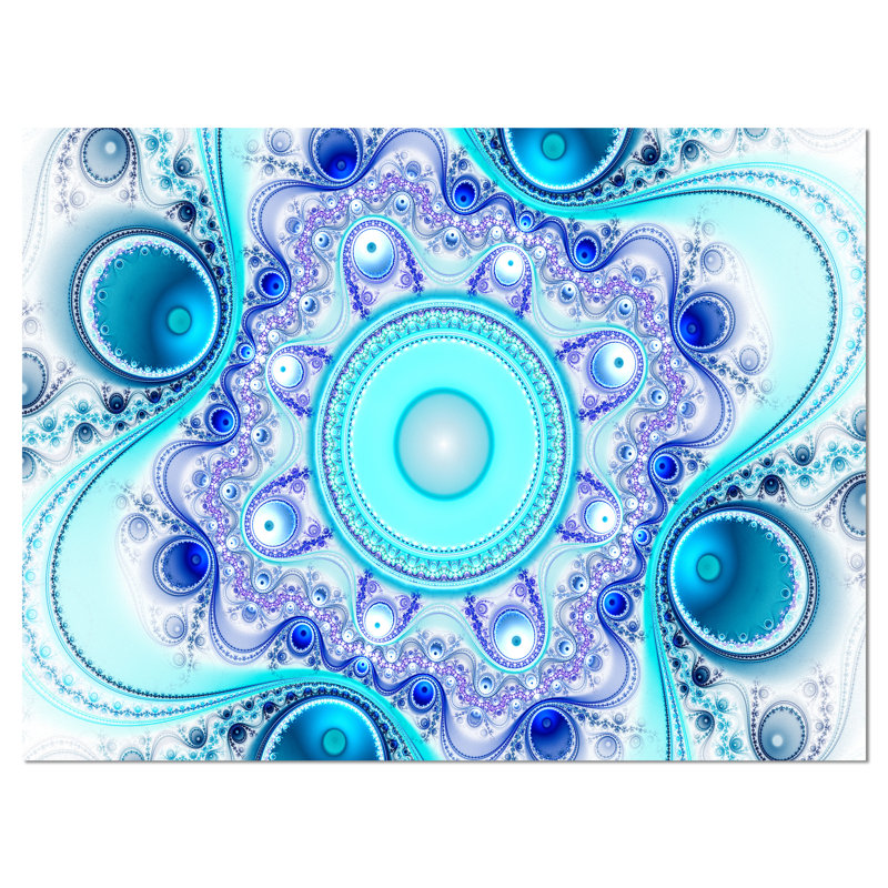 «Turquoise Wavy Curves and Circles», impression, H 30 po x l 40 po, Toile