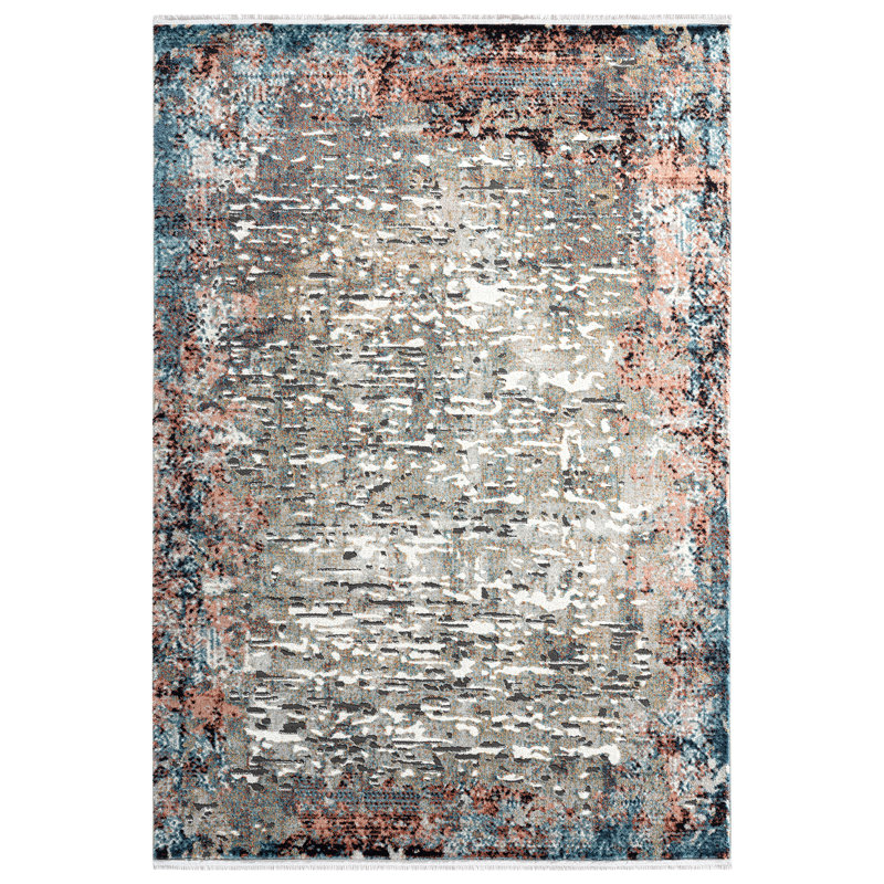 Tapis abstrait gris, Rectangle 5 pi 3 po x 7 pi 6 po