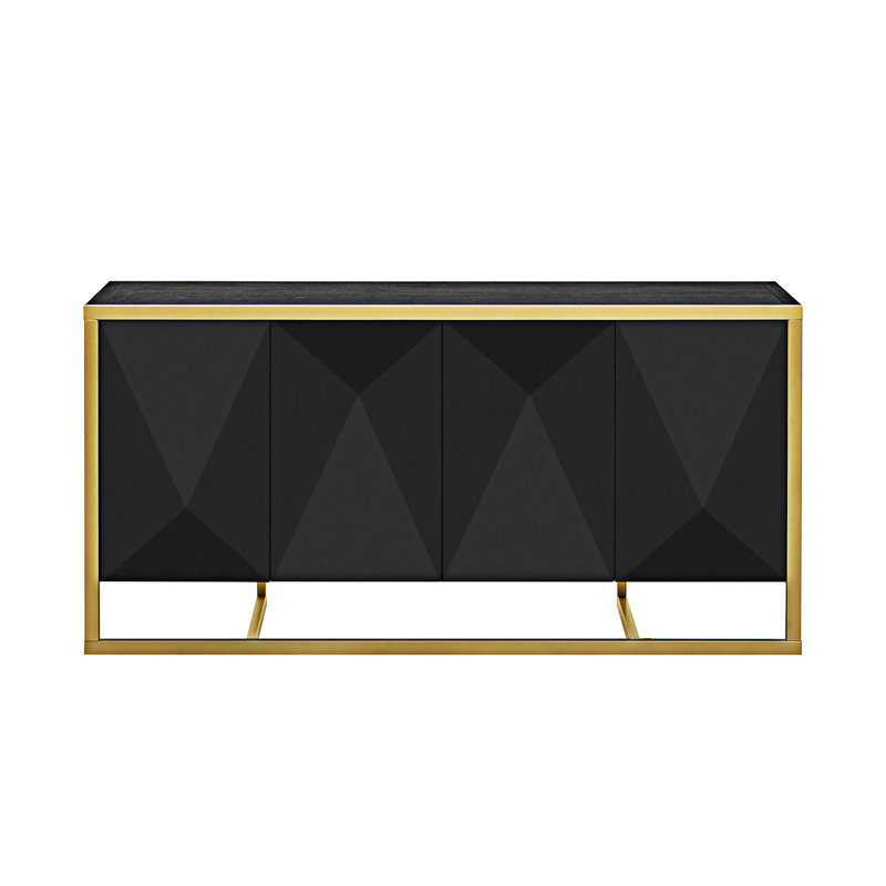 Buffet moderne avec pieds en métal uniques, Noir