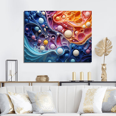 Blue And Purple Ink Cascade Fluid - Liquid Ink Abstract Wall Art