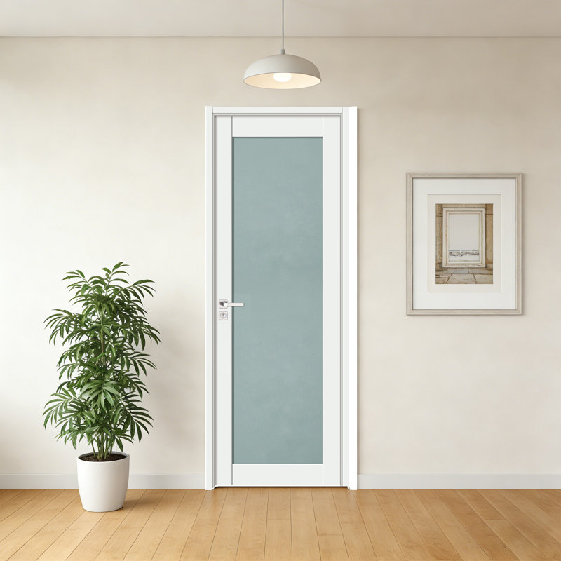 Porte intérieure en verre préfini blanc 1 Lite 28 po x 80 po modèle 1G01 pouvant être utilisée comme porte battante, porte de grange, porte pliante, porte de dérivation, porte de poche