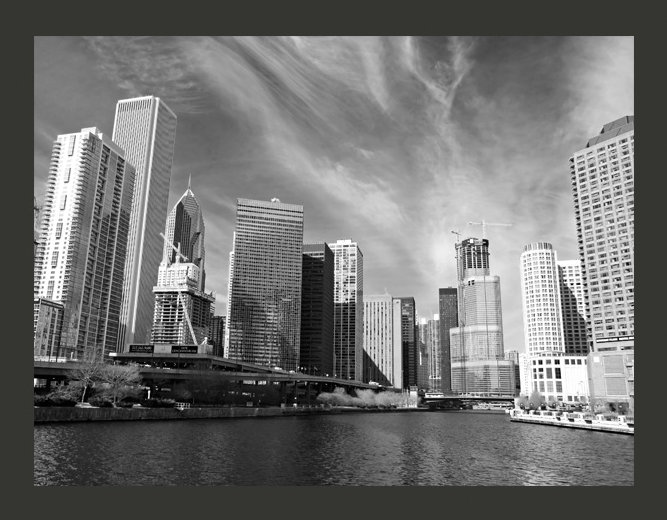 B/W Chicago Panorama 270cm x 350cm Wallpaper, 250 cm L x 193 cm W