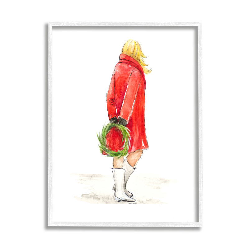 Glam Fashion - Veste de Noël rouge avec couronne par Lanie Loreth - Peinture, H 20 po x l 16 po