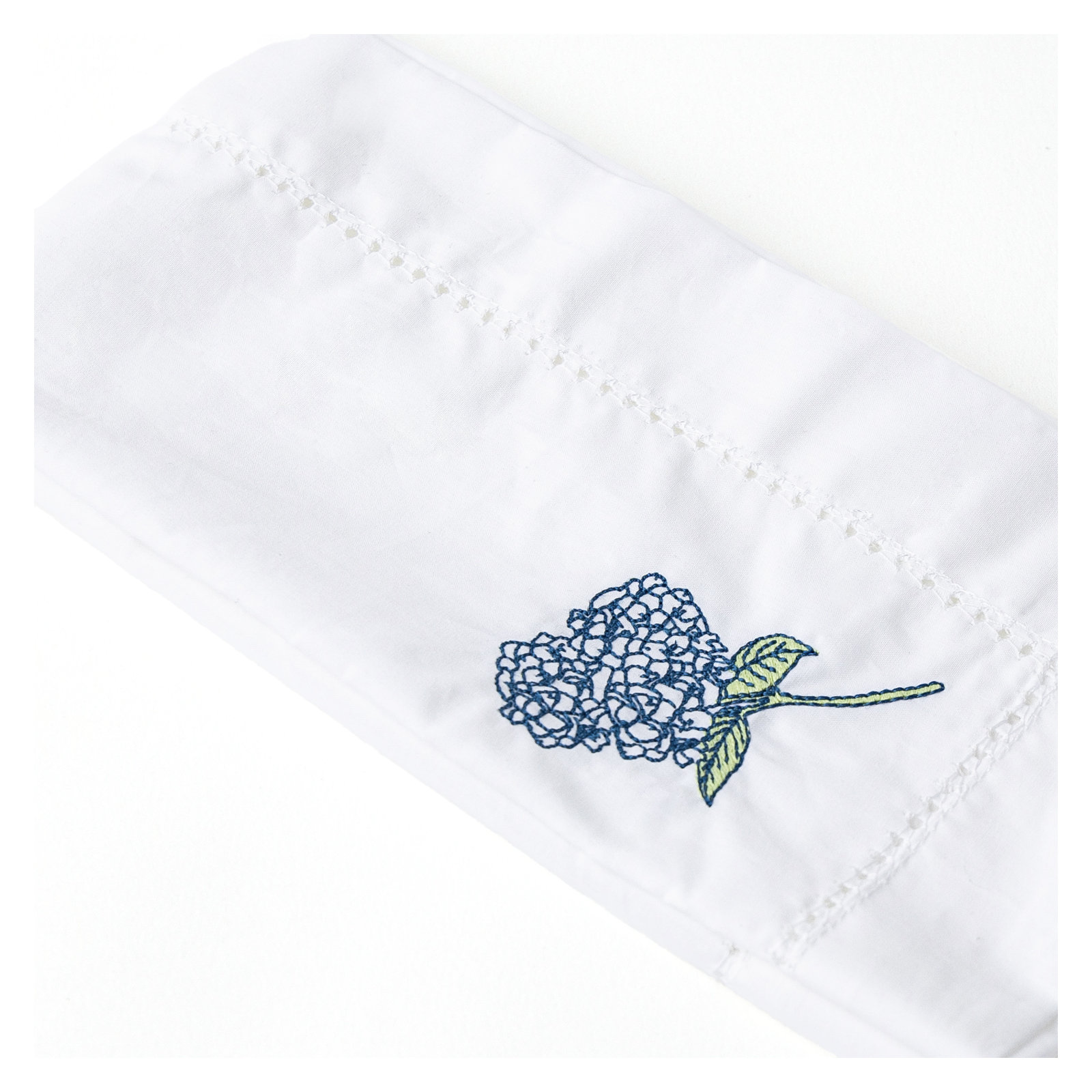 Hydrangea Stem Embroidered Dinner Napkin