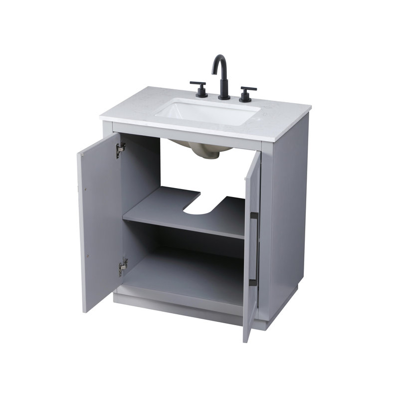 Meuble-lavabo simple 30 po, Gris