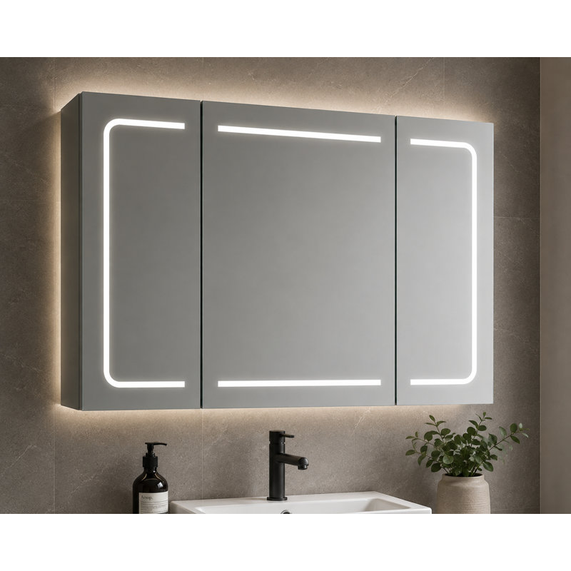 Mya Surface Mirrored Bathroom Cabinets with Mirror and 2