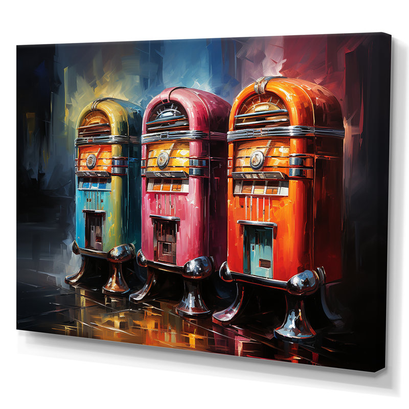 Coloful Modern Jukebox Jams 2 - Jukeboxes, art mural, Toile tendue, H 12 po x l 20 po x P 1 po