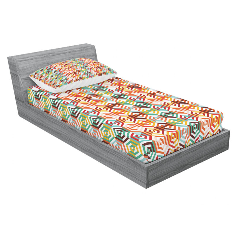 Microfiber Geometric Sheet Set, Twin Sheet Set with Fitted Sheet