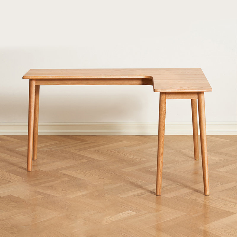 Luxury Modern All Solid Wood L-shaped Desk, 29.53" H x 55.12" W x 39.37" D