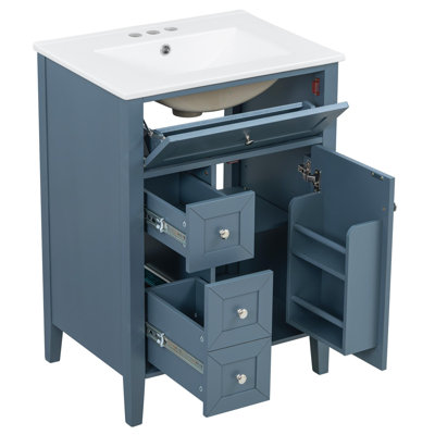Meuble-lavabo de salle de bain avec lavabo en céramique