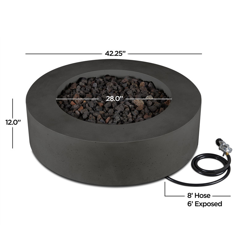La Valle Concrete Propane Fire pit Table, Carbon