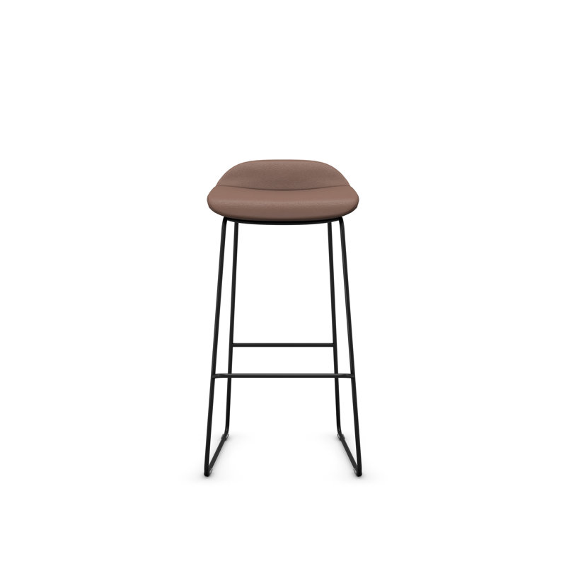 Tabouret Lilly , Noir, Vinyle acajou, Tabouret de bar (siège d'une hauteur de 30 po)