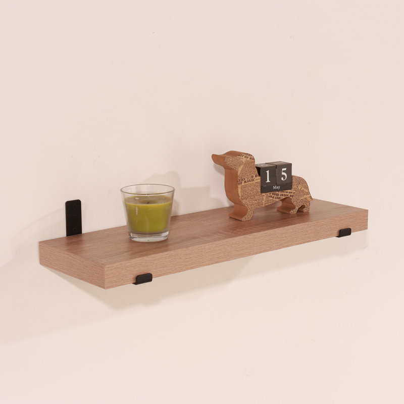 Jackson 3.8cm Chunky Shelf with Sit-On Brackets, Oak, 3.8cm H x 80cm W x 20cm D