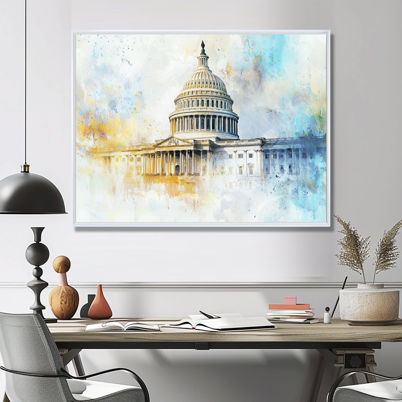 Chul - art mural patriotiste américain, H 16 po x l 32 po, Impression encadrée flottante, Blanc
