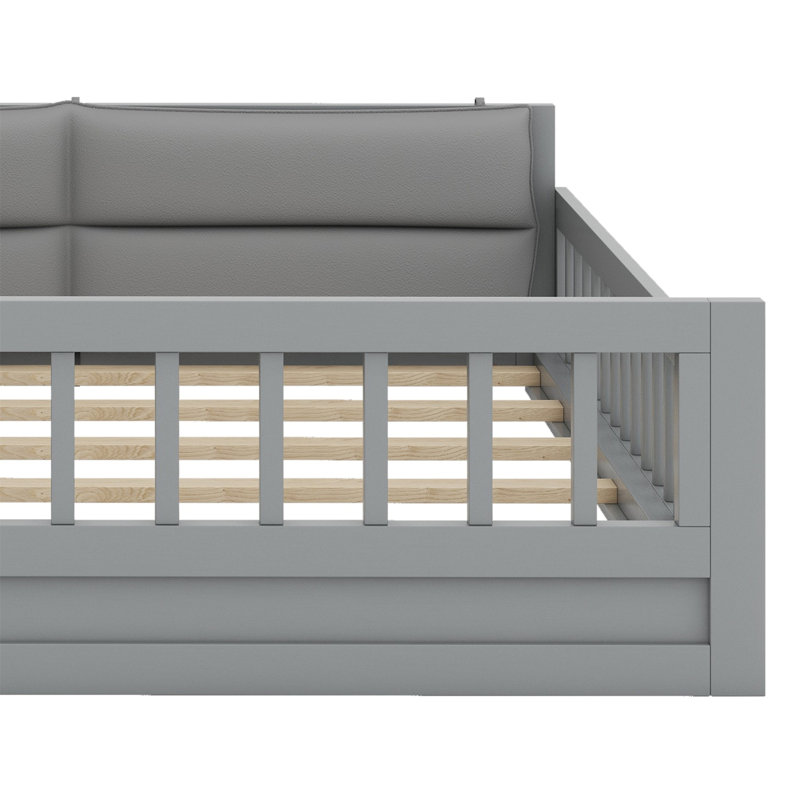 Lit plateforme tapissier Jayzen, gris