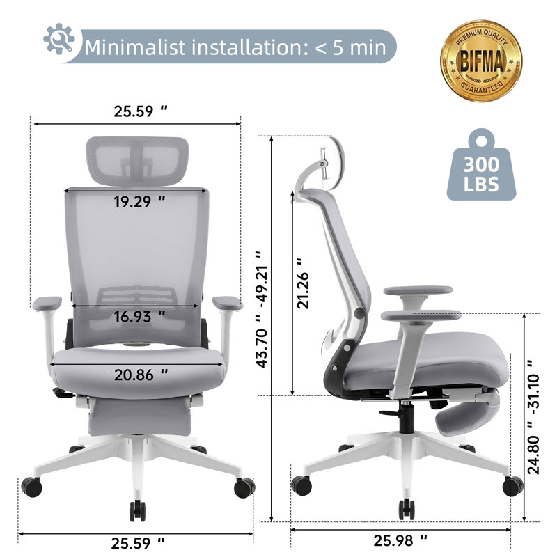 Ergonomic Mesh Office chair with Adjustable Armrest and Foldable Backrest,High Back Executive Office Chair With minimal assembly