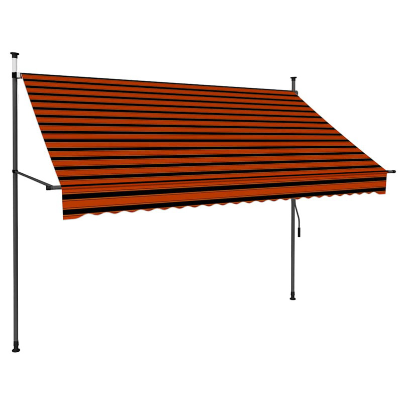 Polyester Cover Retractable Door / Window Awning, 118.10" H x 98.40" W, Orange/Brown