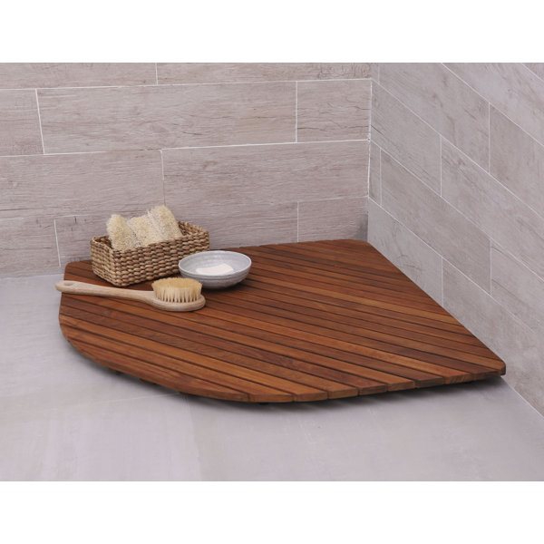 Highland Dunes Mccollom Teak & Wood Reversible Shower Mat & Reviews