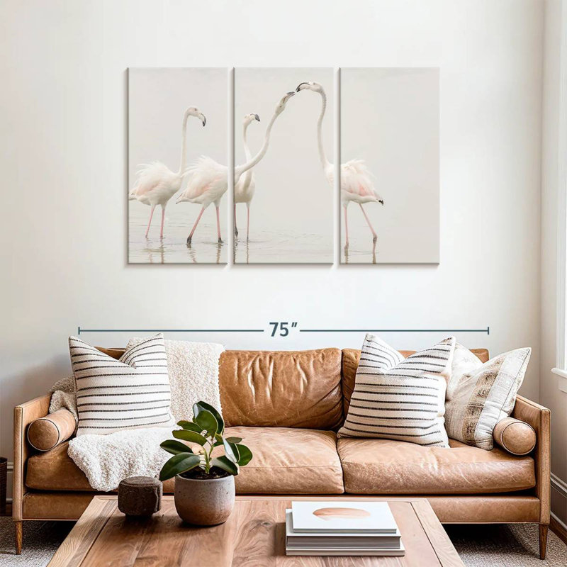 Flamants blancs immaculés, H 36 po x l 57 po