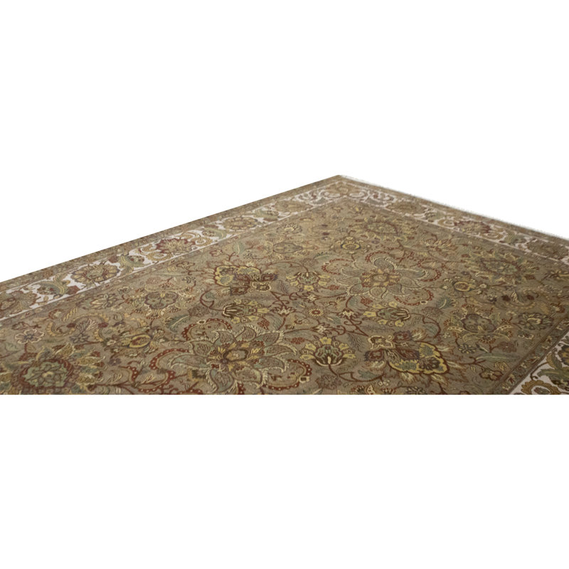 Hand Knotted Wool Area Rug in Camel And Ivory