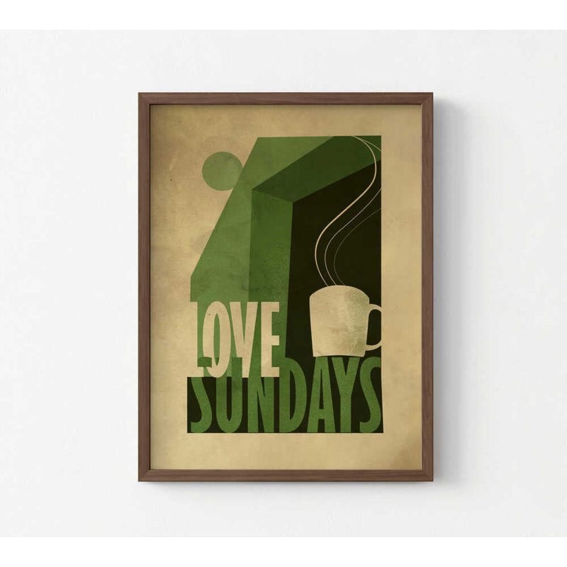 «Love Sundays», impression sur toile, 5" H x 7" W, Framed Print without Mat, Black