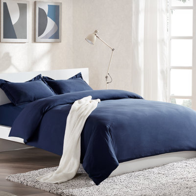 Ensemble de housse de couette en microfibre de couleur unie - Ensemble de literie de style simple pour toutes les saisons