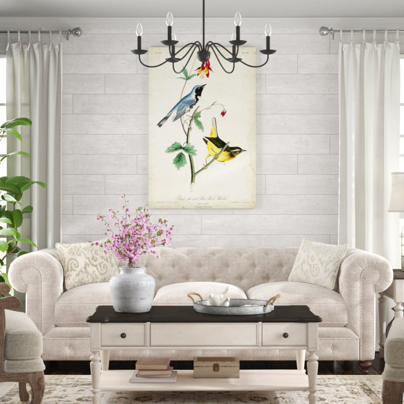 «Black-throated Blue Wood Warbler», peinture sur toile, H 48 po x l 32 po