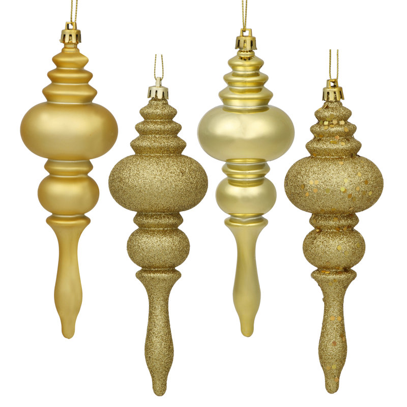 7" 4-Finish Finial Ornament, Gold