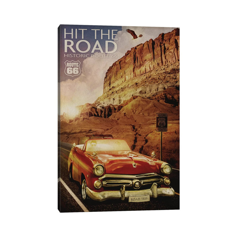 Route 66 - Print on Canvas, Wrapped Canvas, 66.04 cm H x 45.72 cm W x 3.175 cm D