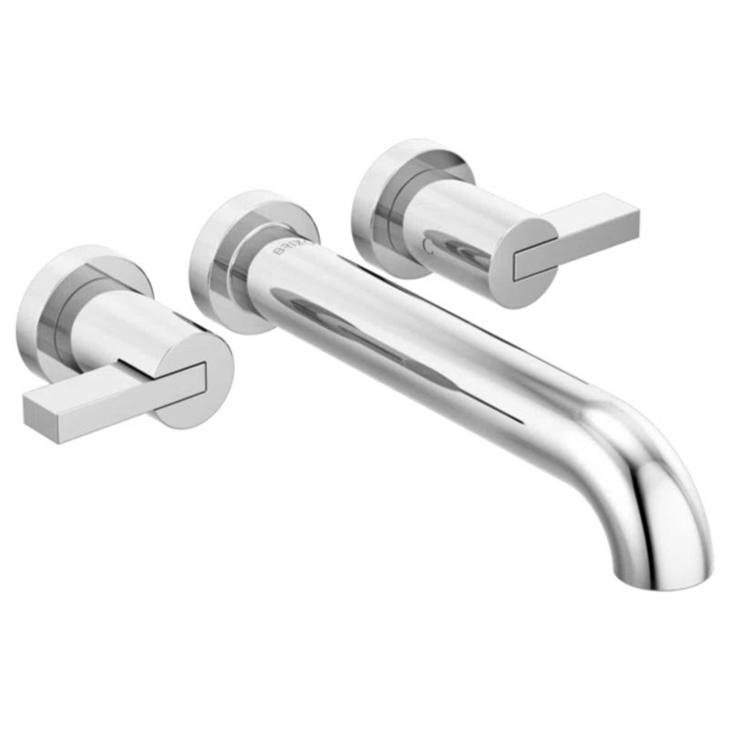 Litze® Double Handle Wall Mounted Roman Tub Faucet, Polished Chrome, Extended Lever