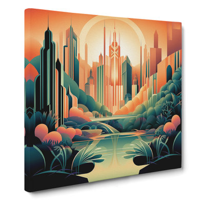 Landscape Art Deco No.5 - Wrapped Canvas