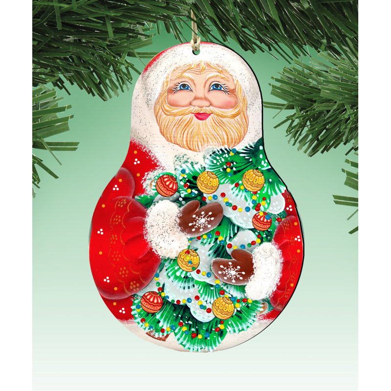 Ensemble d’ornement figurine suspendu en bois pour noël 3 pièces santa poupées