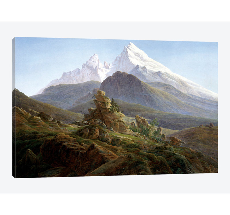 « the watzmann », reproduction sur toile tendue, H 8 po x l 12 po x P 0,75 po, Toile tendue, Pas de tapis