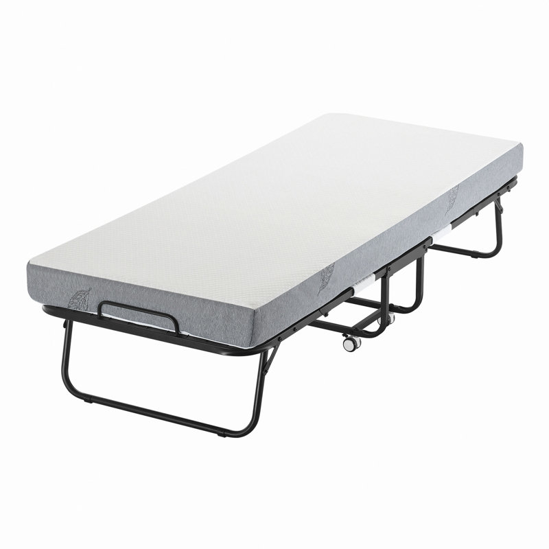 Folding Bed With Mattress Included Memory Foam, Portable Roll Away Adult Bed For Guest, Fold Up Soft Cot, 75"L*46"W