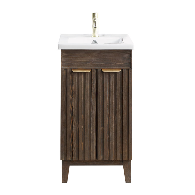 Ensemble de meuble-lavabo simple 18,1 po Dansfield, Brun antique épinette, Or brossé