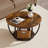 Coffee Table, Modern Round Coffee Table, 2 Tiers Wooden Circle Center Desk with Open Storage, Minimalist Sturdy Metal Frame Accent End Desk for Living Room, Office, Easy Assembly, Rustic Brown-1025427859