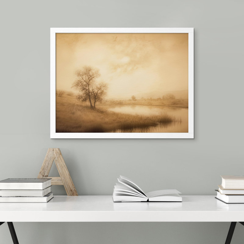 "Sépia, rétro, campagne rétro, arbre, forêt, floral, botanique" sur papier, Blanc, H 11 po x l 14 po
