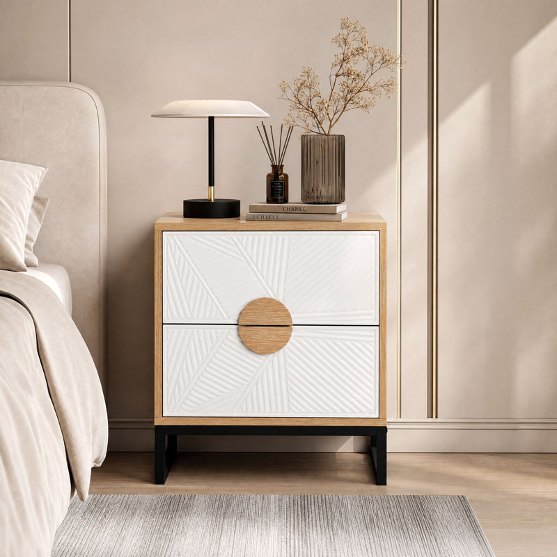 Sahan 20.8'' H Modern Nightstand with 2 drawer, Individual