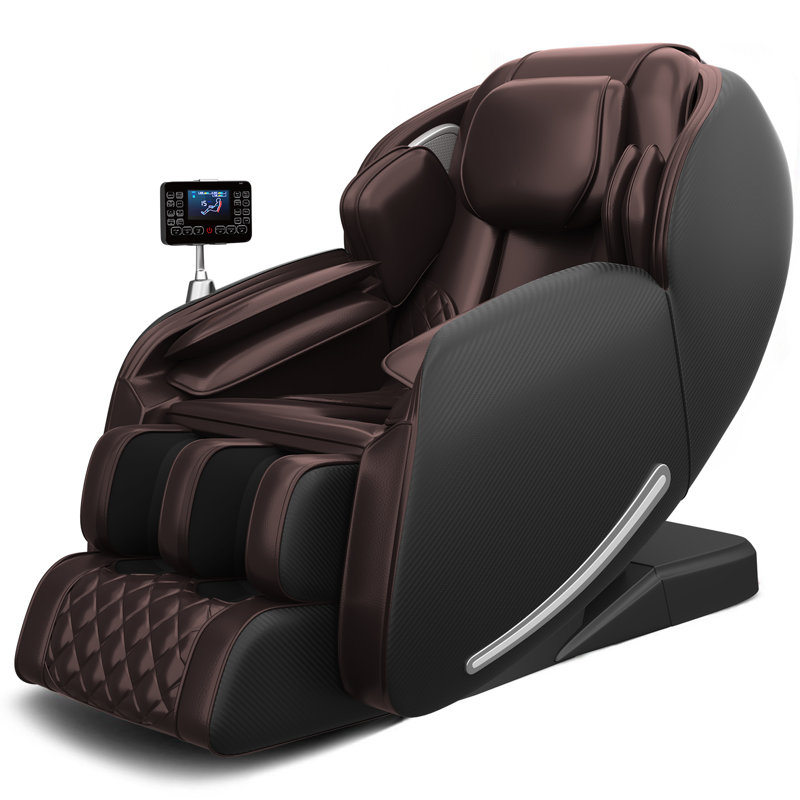 Vegan Leather Heated Massage Chair with 3D SL Track, Brown