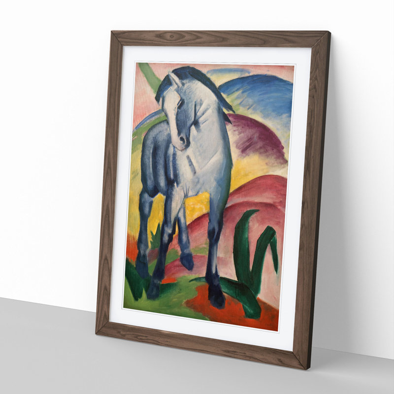 Blue Horse Vol.1 by Franz Marc - Picture Frame Graphic Art, 90cm H x 65cm W x 2cm D, Walnut